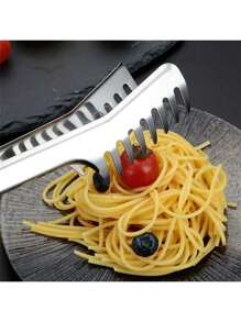 1 pièce Pinces à pâtes en acier inoxydable de 9,4 po/24 cm, pinces à servir les pâtes italiennes avec poignée en acier inoxydable, serveur à pâtes réutilisable, ustensiles de cuisine et accessoires