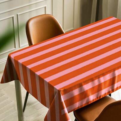 1 pezzo Tovaglia rettangolare in poliestere 100%, a righe rosa, tessuta, adatta per la fattoria in primavera/estate, la decorazione di ristoranti, ottima per cucina, all'aperto, picnic, feste
