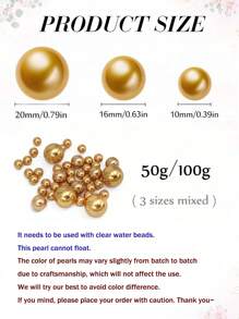 100g/200g Faux Pearl Vase Filler Decor, No Hole Pearl Beads Vase Filler 10/16/20mm Mixed, Great For Floating Candles, Vase Accessories, Table Centerpiece, For Birthday, Wedding, Anniversary, Theme Party, Ambiance Setting, Room, Home Decor