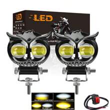 Heyword Heyword The Two-Color Motorcycle Headlight Features An Owl Design With Four Modes Of Auxiliary Spotlights, Motorcycle Scooter Fog Lights, And Driving Lights