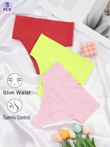 3 Stück Nahtlose Sexy Körperformendes Hüftgurt Set mit hoher Taille für Bauchkontrolle, Po-Hebung, schlanke Taille, flachen Bauch, Lässig Sport Stil für Damen