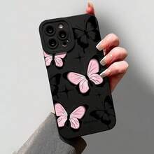 1 Pcs Phone Case: Black Powder Butterfly Black Frosted All Inclusive Anti Fall Phone Case Suitable For Apple 17/ 16 PLUS/ 16PRO/ 16/ 15PROMAX/ 15PLUS/ 15PRO/ 15/ 14PROMAX/ 14PLUS/ 14PRO/ 14/ 13PROMAX/ 13PRO/ 13/ 12PROMAX/ 12PRO/ 12/ 11PROMAX/ 11PRO/ 11/ Accsesories - 黑色 - 查看 4