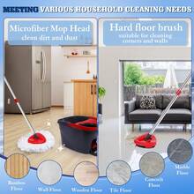 3 Pack Spin Mop Replacements Head Compatible With O-Ceda Spin Mop 1-Tank System,Microfiber Spin Mop Refills Head,1 Mop Scrub Brush + 1 Mop Base + 3 Pack Cleaning Floor Mop Head(White) - 白色 - 查看 2