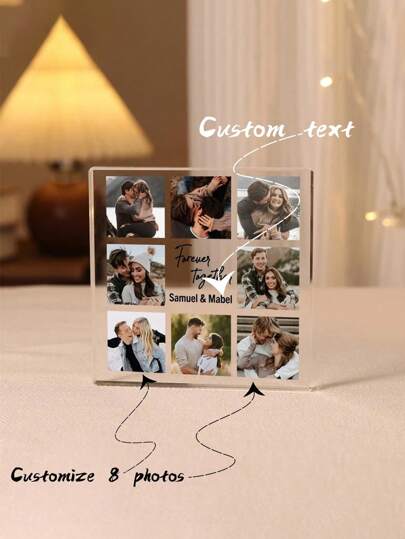 Personalisierte Acryl Plakette mit Foto & Text - individuelles Valentinsgeschenk, Foto-Erinnerungsstück, Schreibtisch-Dekoration, Zuhause Präsentation, einzigartiges Familienfoto, Hochzeitsjubiläumsgeschenk