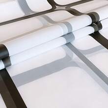 1pc Mildew Resistant Waterproof PEVA Black & White Plaid Shower Curtain, With Metal Hook Holes And Rings, Available In Different Sizes Room Decor Bathroom Accessories Back To School Bathroom Decor - Black and White - View 6