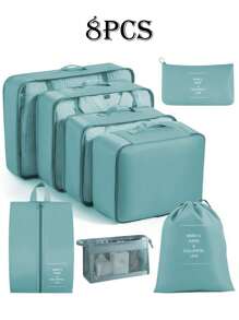 7/8pcs Travel Organizer Bags, Waterproof Portable Packing Cubes, Clothes Storage Bags, Luggage Organizer Set, Underwear Bags, Waterproof Zippered Laundry Bags, Packing Pouches, Travel Essentials, Dorm Essentials, Back To School Nylon, School Student Teacher, Back To School Backpack, Beach Holiday