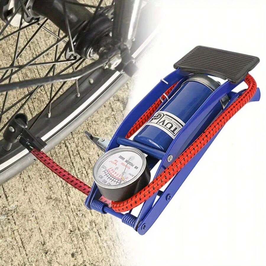 Inflatable Pumps Foot Pumps Manual Inflatable Tools Portable Foot Pumps Labour-Saving Inflatable Pumps With Pressure Gauge For Bicycles Motorcycles Blue - Blue - View 1