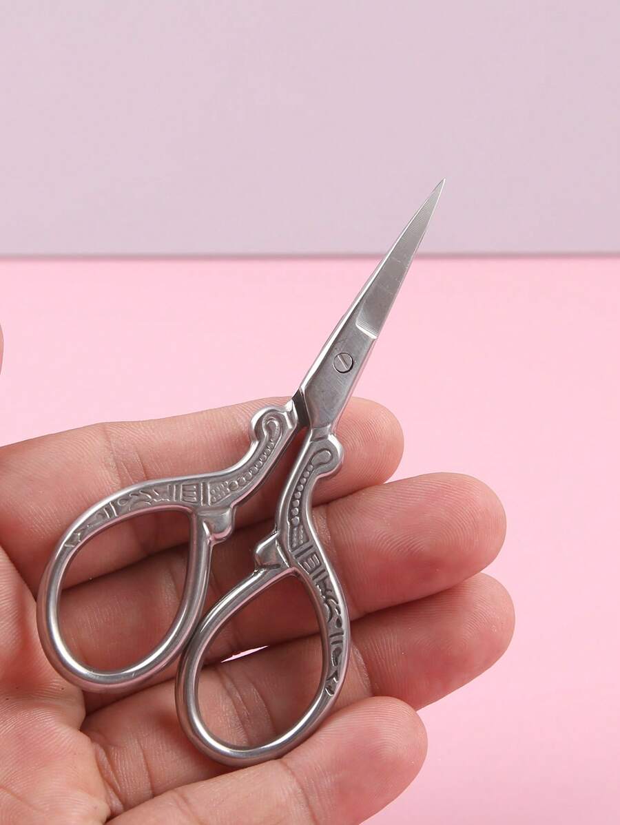 1 pièce Ciseaux de beauté à poignée dégradée en acier inoxydable, coupe-ongles à pointes pointues pour les sourcils, les cils, les stickers pour ongles, les fournitures pour ongles, les outils pour ongles, les outils d'art pour ongles, la rentrée scolaire, les ongles, les outils pour ongles pour les faux ongles, les outils de manucure et de pédicure