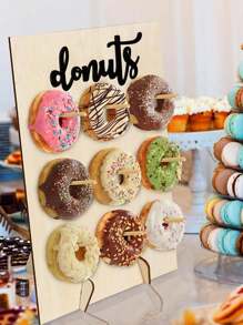 1 Set Donut Wanddisplay Ständer aus Holz, wiederverwendbarer Donut Halter Platte für 9 Donuts, Donut Speisen Buffet Display für Hochzeiten, Baby-Shower, Geburtstags-Feiern und mehr Dekorationen