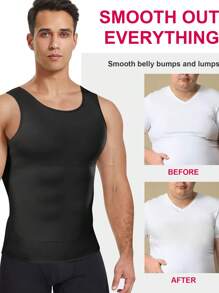 TAILONG Men Compression Shirt Shapewear Slimming Body Shaper Vest Undershirt Tummy Control Tank Top