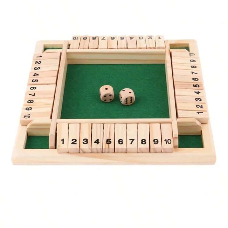 Deluxe Four Sided 10 Numbers Shut The Box Board Game Set Dice Party Club Drinking Games For Adults Families - Multicolor - View 8