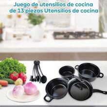 13pcs Cookware Set - Non-Stick Saucepans Pot/Frying Pan/Casserole Pot -Includes Glass Lid And Kitchen Tools - Black - View 5