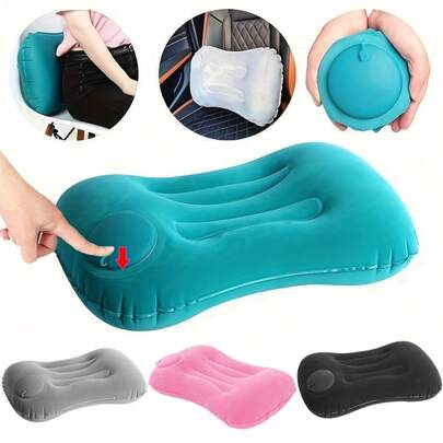 便携式充气旅行颈枕、腰枕、可折叠旅行必需品配件、提供腰部和颈部支撑、适合久坐人群、露营、旅行帐篷、户外商务旅行、办公室午睡、飞机、火车车厢、学习、驾驶旅行配件假期暑假返校旅行枕颈包用于学校学校配件学校用品