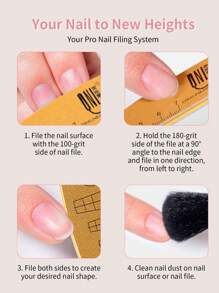 RS NAIL Limapias de uñas RSNAIL con grano 100/180, lavable, resistente al desgaste, doble cara con escala de regla y plantillas para dar forma a las uñas. Limas de uñas y archivos de pulido adecuados para principiantes en arte de uñas y salones de manicura