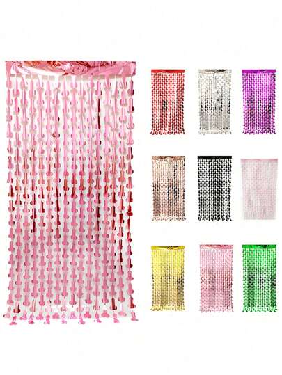 1/2 tấm phông nền tua rua dành cho người lớn, trang trí tiệc đơn lẻ, dây tua rua bằng giấy bạc kim loại, hoàn hảo cho tiệc tùng, trang trí nhà cửa và ngày lễ, dây trang trí tiệc, trang trí tiệc đơn lẻ