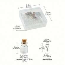 15个/套 1毫升迷你玻璃瓶，配软木塞 - 精致可爱的玻璃瓶，适用于DIY、艺术创作、手工项目、装饰和派对礼品 - 彩色 - 查看 3