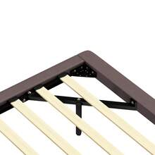 MERAX Floating Bed Frame With LED Light, Modern PU Leather Platform Bed, No Boxing Spring Needed, Assemble Easily,Full Size-Coffee - 全尺寸咖啡 - 查看 11