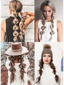Ponytail Bubble Braid Wig, Natural Braids Girly Fishtail Braid Hair Extension - Multicolor - View 11