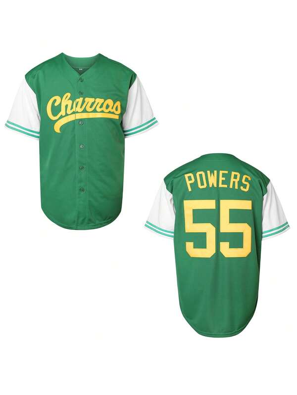 55 Kenny Powers Baseball Jersey Stitched Eastbound And Down Men Movie Jersey Blue Green