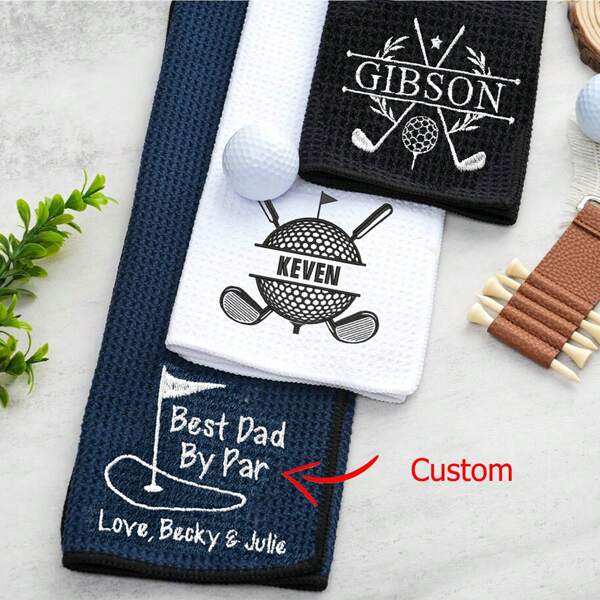 Toalla de golf personalizada, toalla de golf bordada, toalla de golf con monograma personalizado, regalo de golf para papá, regalo de aniversario para hombres, regalo para padrinos de boda, artículos esenciales de playa, de vuelta a la escuela