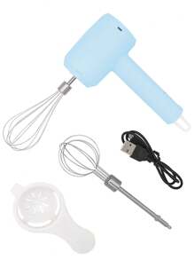 1Piece 800mah Rechargeable USB Electric Handheld Mixer, High-Speed Stainless Steel Egg Beater With Twin Stick Configuration, Portable Wireless Cake And Coffee Frother For Baking, Cream, And Batter Mixing
