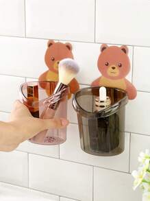 1 szt. Mały uchwyt na misia, montowany na ścianie, uroczy uchwyt na kubek do przytulania, uchwyt na kubek z kreskówkowym zębem, stojak do przechowywania w łazience, dekoracja łazienki, lato
