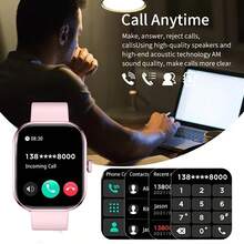 全新 2.01 英寸全触摸屏硅胶智能手表，男女通用运动健身追踪器，具有 100 多种锻炼模式、无线通话、远程摄像头、音乐控制、时钟、天气 - 是送给男士、女士、朋友、爱人、家人的绝佳礼物 - 黑色 - 查看 6