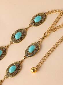 1 pieza Cadena de cintura versátil y de moda con diseño vintage de estilo bohemio y turquesa