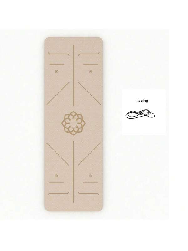 Esterilla de yoga de aproximadamente 0,6 cm (1/4 pulgada) de grosor con marcas de alineación, superficie texturizada adecuada para entrenamiento en casa, de TPE, esterilla de yoga antideslizante con correa para el hombro, fitness y Pilates