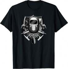 Welder Skull Mask With Fabricator Welding Tools T-Shirt T-Shirt{ET Gifts For Babies - Black - View 1