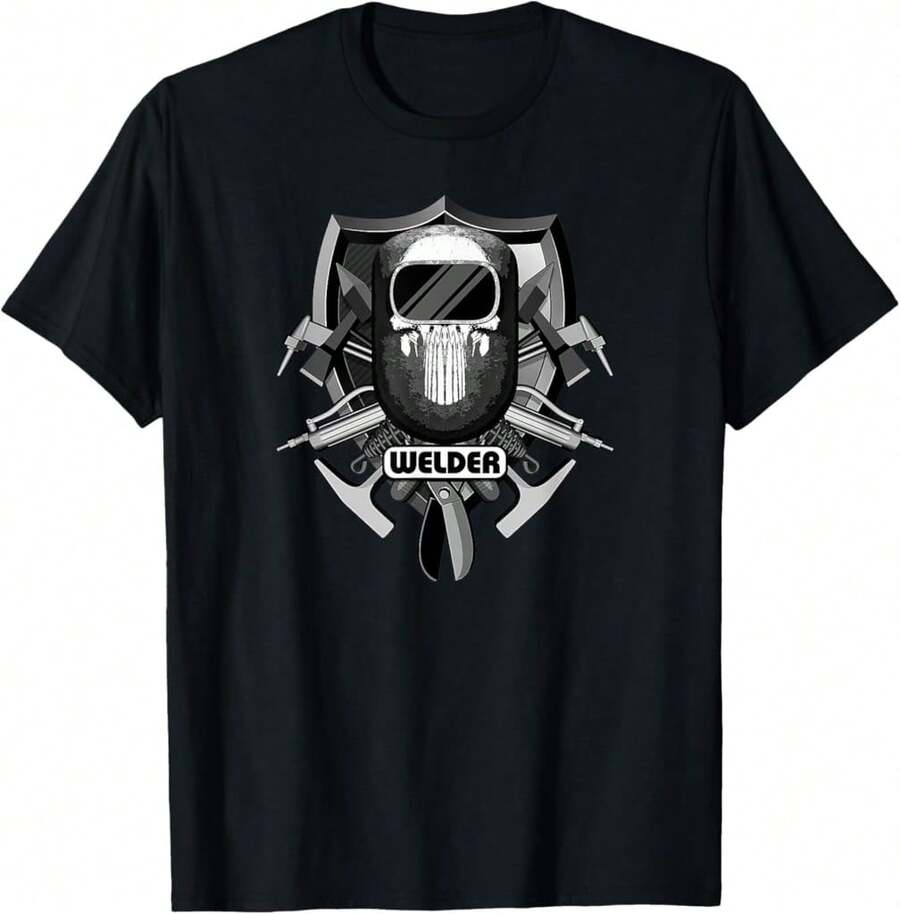 Welder Skull Mask With Fabricator Welding Tools T-Shirt T-Shirt{ET Gifts For Babies - Black - View 1