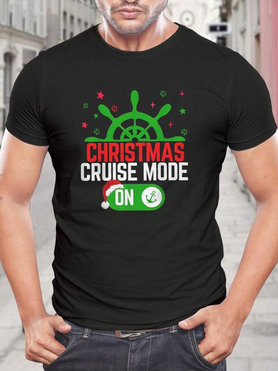 Camiseta divertida de crucero navideño - Camiseta de vacaciones navideñas para hombres y mujeres - Ropa para un crucero navideño - Regalo para amantes de los cruceros y fanáticos de la Navidad - Negro - Ver 1