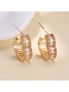 1 对简约心形精致女士耳环，百搭且