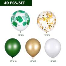 Jungle Party Balloons Garland Arch Kit, Gold Green Balloons Dinosaur Party Decoration With Palm Leaves For Animal Wild One Woodland Birthday Shower Decoration Party Supplies, Jungle Party Decorations, Birthday Decorations, Birthday