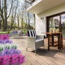 10 pièces de fleurs de lavande artificielles résistantes aux UV - plantes en plastique artificielles résistant à la décoloration, pour le jardin, le porche, la décoration de la boîte de fenêtre (violet classique)