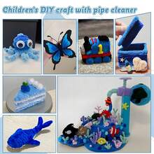 Set de 150/300 Limpiapipas para manualidades DIY, 3 colores, serie azul, limpiapipas azules de chenilla, limpiapipas azules a granel - Limpiapipas esponjosos para artes y manualidades, ideales para hacer flores, animales y decoraciones, set de limpiapipas para decoraciones de manualidades DIY - Multicolor - Ver 11