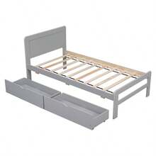 Modern Design Twin Size Platform Bed Frame With 2 Drawers For Grey Color-3676 - Multicolor - View 6