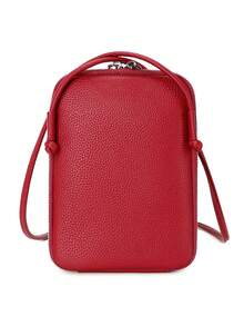 MIYIN Women's Casual PU Zip Around Wallet & Mobile Phone Bag For Daily Minimalist Solid Color Crossbody Bag With Double Zipper & Adjustable Strap Litchi Embossed Vertical Wallet With Card Slots & Front Pocket & Keychain For Credit Card/ ID Card/ / Cash/Cell Phone/Bank Card/Key For Lady & White-Collar Workers Shopping Travel Commute Office Work Phone Phone Pouch (Wine Red) For Women Wallet Purse Wallet