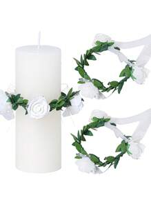1 pieza Guardagotas de vela de comunión, anillos de vela Pequeñas coronas artificiales Guardagotas para velas, coronas decorativas de 4-5 cm de diámetro Coronas de vela decorativas para comunión, y bodas, anillos de vela coronas