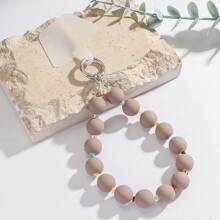 1pc New Macaroon Color Acrylic Bead Lanyard Wrist Strap, Short Wrist Strap Phone Hanging Rope Shockproof Wristlet For Phone Case