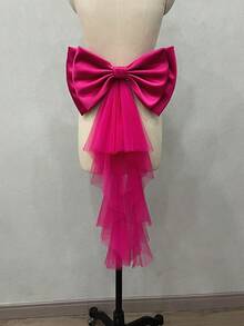 1 chiếc thắt lưng satin trắng trang trí nơ với dải ruy băng lưới bất đối xứng, phụ kiện ngày Valentine - Nhiều màu - Xem 27