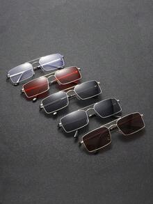 1 件男士时尚眼镜，商务老板眼镜，方形镜框，透明镜片，红色，时尚百搭，双桥时尚眼镜，欧美新款，金属框架眼镜