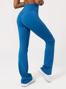 Sodalemon Women'S Tight-Fitting Dance Wide Leg Pants Yoga Sports Flared Tights - Blue - View 7