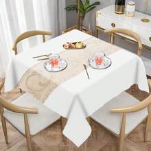 1pc/50pcs Versatile Elegant Bohemian Style Printed Polyester Tablecloth, Suitable For Kitchen, Dining Room, Holidays, Party, Easy To Clean And Durable Rectangular Tabletop Decor, Party Tablecloth, Modern Dining Table Cloth