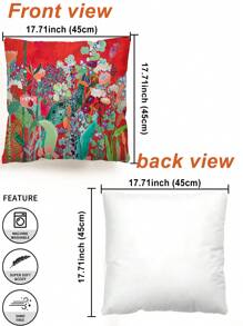 2pcs Red Graffiti Floral Decorative Pillow Case/Cushion Cover, Square Letter Print Pillow Sham Without Filling, Cute Throw Pillow Covers For Sofa, Living Room