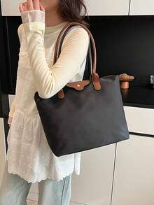 女士大容量手提包，时尚尼龙帆布托特包，通勤单肩包，妈妈包