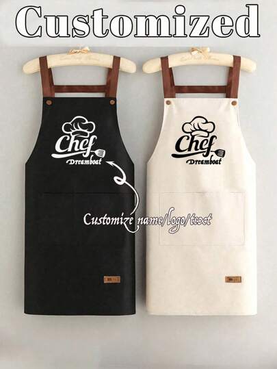1pc Custom Apron For Dad Father Men Women Custom Text Logo Chef Cooking Kitchen Apron Personalized Kitchen Waterproof Apron Custom Logo Name Chef Cooking Apron Perfect For Mom Husband Girlfriend Boyfriend Father's Day Valentine's Day Mother's Day Birthday Anniversary Graduation Wedding Love Unique,Home Harmony