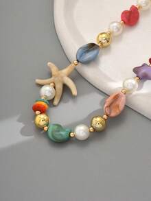 1 pieza Collar de mujer con colgante de estrella de mar y concha con estilo bohemio (color del accesorio al azar) - Multicolor - Ver 4