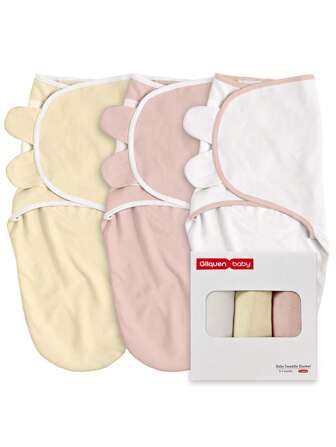 GLLQUEN BABY 3 paquetes de sacos de dormir orgánicos para envolver a bebés recién nacidos - Mantas de envolver para bebés de 0 a 3 meses, Saco de envolver para bebé, Manta de envolver para bebé (Pequeño), Certificado Oeko-Tex
