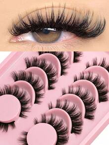 6 Pairs Manga Lashes Cat Eye Lashes Faux Mink Eyelashes Fox Eye Eyelashes Natural Full False Eyelashes Cosplay Travel Essentials Makeup Tools (8-15) - Black - View 1